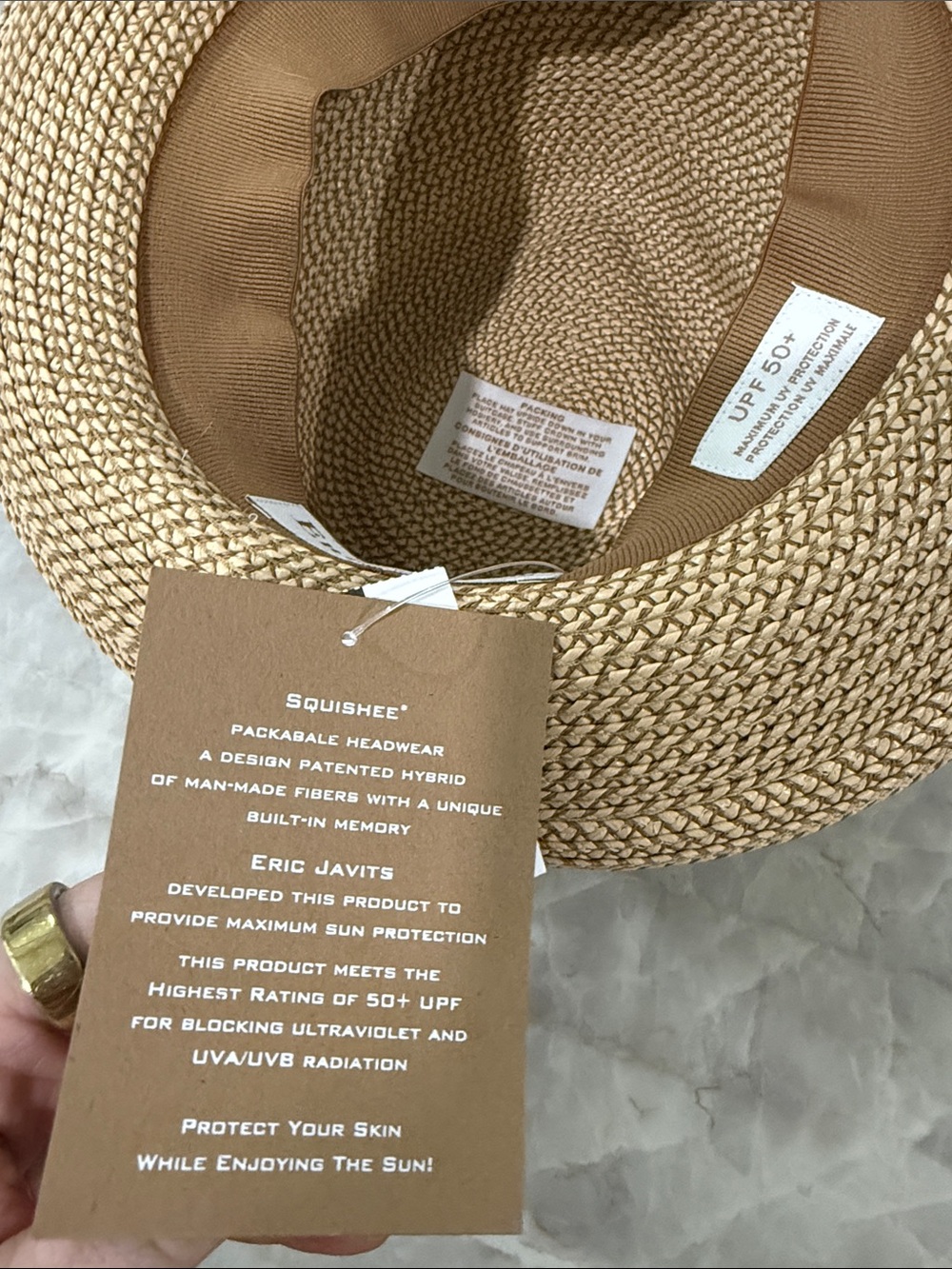Eric Javits Natural Straw Fedora with White Band - Picture 5 of 5